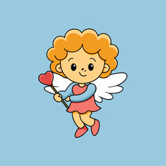 Cute Cupid Character for Valentine's Day, Cute and Playful Cartoon Cupid, Adorable Cupid Vector