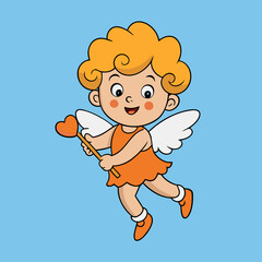 Cute Cupid Character for Valentine's Day, Cute and Playful Cartoon Cupid, Adorable Cupid Vector