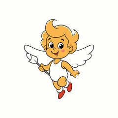 Cute Cupid Character for Valentine's Day, Cute and Playful Cartoon Cupid, Adorable Cupid Vector