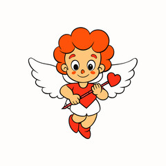 Cute Cupid Character for Valentine's Day, Cute and Playful Cartoon Cupid, Adorable Cupid Vector