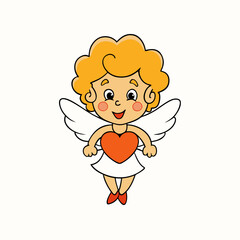 Cute Cupid Character for Valentine's Day, Cute and Playful Cartoon Cupid, Adorable Cupid Vector