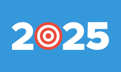 2025 year goal, business target, successful strategy, personal growth planning, flat vector success concept