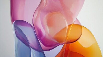 Abstract colorful glass art with smooth flowing shapes, vibrant tones, and a clean minimalist background