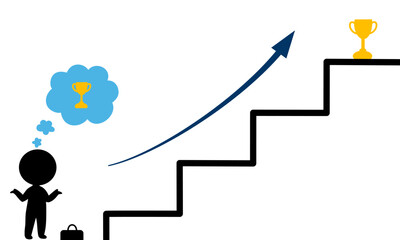 An image that represents growth and success, a mindset that leads to goal achievement, with an arrow indicating upward progress