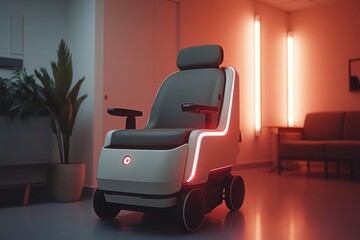 Innovative Electric Wheelchair in Minimalist Hospital Setting