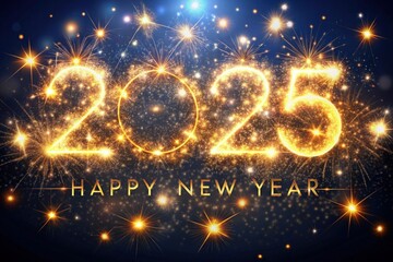 a happy new year 2025 with fireworks in the background