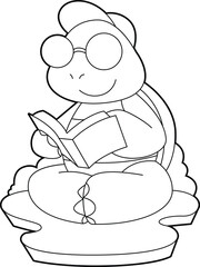 Turtle Nerd Book Glasses Animal Vector Graphic Art Illustration