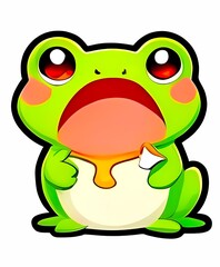 Fototapeta premium Cute Baby Frog-Colourful illustration ,Emojis,with Expression