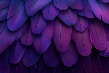 Beautiful dark purple feathers background. Closeup backdrop  of black violet birds fluffy feather. Minimal abstract composition for design, banner, wallpaper