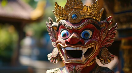 Obraz premium Balinese Guardian Statue with Ferocious Expression
