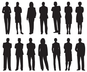 Silhouettes of working people.
Working business People  in a Row