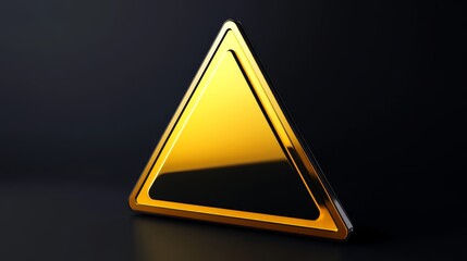 Golden Triangle: A gleaming golden triangle stands boldly against a deep black backdrop, symbolizing power, warning, and authority. Its smooth, reflective surface catches the light.