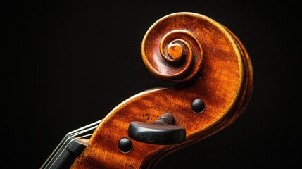 Close-Up of Violin's Scroll and Neck