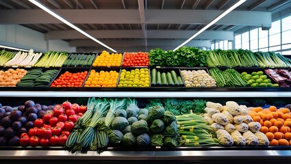 Vegetables displayed on supermarket boxes, Generative AI