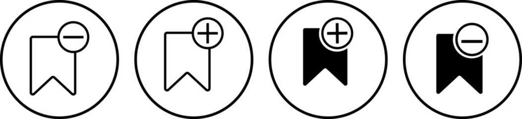 Bookmark icon set.Save and unsaved concept. Add and remove bookmark icon symbol.
