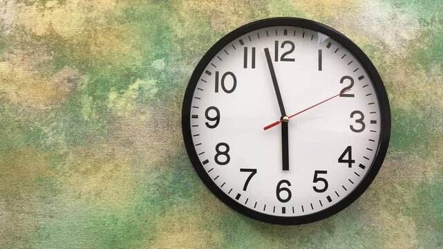 time lapse of Clock nearing 6 