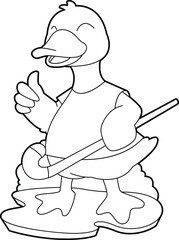 Duck Field hockey Hockey stick Animal Vector Graphic Art Illustration