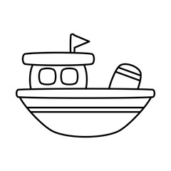Ship cartoon so cute.on white background. Coloring page for kid. Vector illustration.