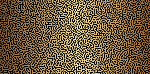 Abstract Reaction-diffusion Turing pattern natural texture golden  gradient color scheme. Linear design with biological algorithm psychedelic background. Reaction-diffusion or truing patter