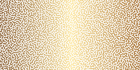 Abstract Reaction-diffusion Turing pattern natural texture golden  gradient color scheme. Linear design with biological algorithm psychedelic background. Reaction-diffusion or truing patter