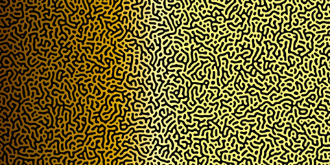 Abstract Reaction-diffusion Turing pattern natural texture golden and yellow gradient color scheme. Linear design with biological algorithm psychedelic background. Reaction-diffusion or truing patter