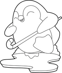Penguin Field hockey Hockey stick Animal Vector Graphic Art Illustration