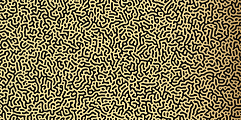 Abstract Reaction-diffusion Turing pattern natural texture golden and yellow gradient color scheme. Linear design with biological algorithm psychedelic background. Reaction-diffusion or truing patter