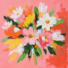 Abstract Beauty in Oil Painting Flowers