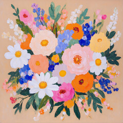 Abstract Beauty in Oil Painting Flowers