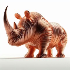 Obraz premium Artificial intelligence design of a copper sculpture in the shape of a rhinoceros