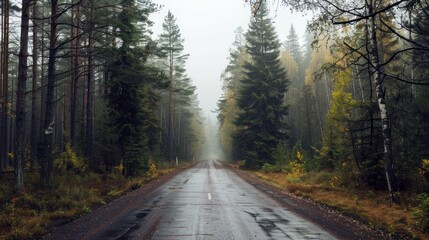 Fototapeta premium Foggy Forest Road