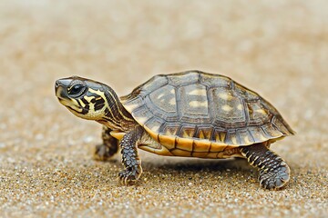 Fototapeta premium Graceful Turtle on Sandy Beach: Nature's Serene Reptile