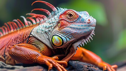 Vibrant Red Iguana in Natural Habitat