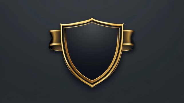 Black Shield with Golden Frame: Elegant and sophisticated emblem, perfect for luxury branding or security concepts.  The dark shield contrasts beautifully with the golden frame and scrolls.