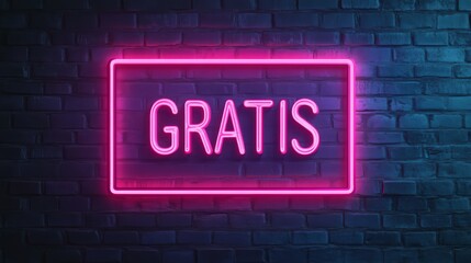 Neon Sign: Gratis on Brick Wall