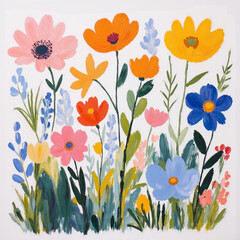 Beautiful Abstract Oil Painting Flower Bouquet