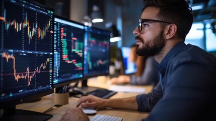 Diverse Team Analyzing Data in Modern Office Environment