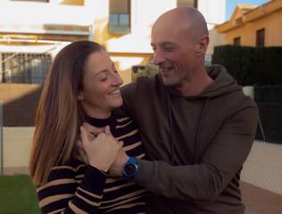 two brothers have fun while taking a walk in the garden