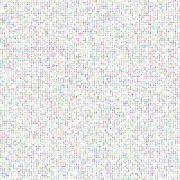 thousands of colored ASCII characters and symbols on a white background