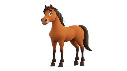  Cartoon-Style Horse Illustration with No Background, Featuring Playful and Whimsical Design, Ideal for Children’s Artwork and Creative Projects
