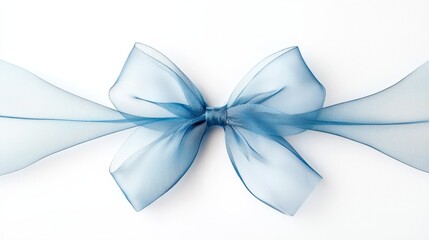 Naklejka premium Watercolor blue bow with soft shadows, graceful silhouette