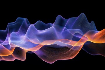 Fototapeta premium Abstract Waveforms: A Dance of Light and Color on a Black Canvas