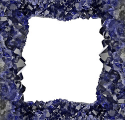 deep color sapphire gemstone frame on white