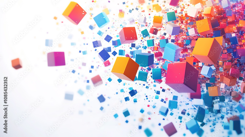 Wall mural 3d rendering abstract cube geometric shape technology style background poster
