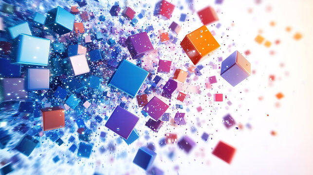 3D rendering abstract cube geometric shape technology style background poster