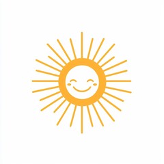 Cheerful Sun Icon with Smiling Face Symbolizing Warmth and Positivity