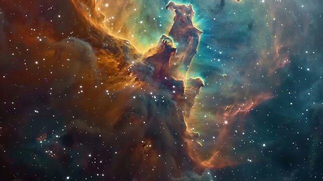 Cosmic Pillars of Creation: A Stellar Nursery - Powered by Adobe