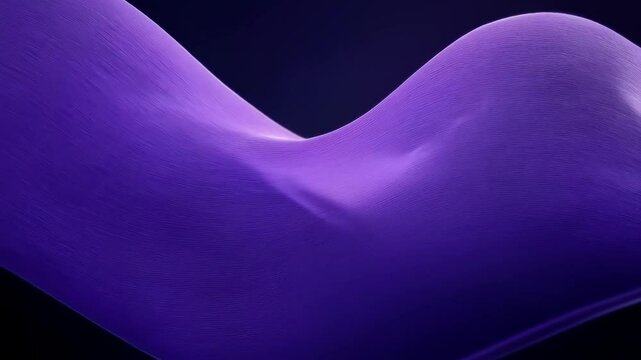 Motion animation of 3d neon purple and violet flowing light rays waves lines on black background. Digital data structure. Futuristic minimal abstract backdrop for design. Color of 2025 year