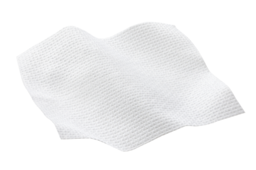 a soft piece of white paper towel isolated on white background.