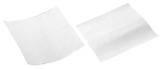 two white kitchen wipes isolated on white background.